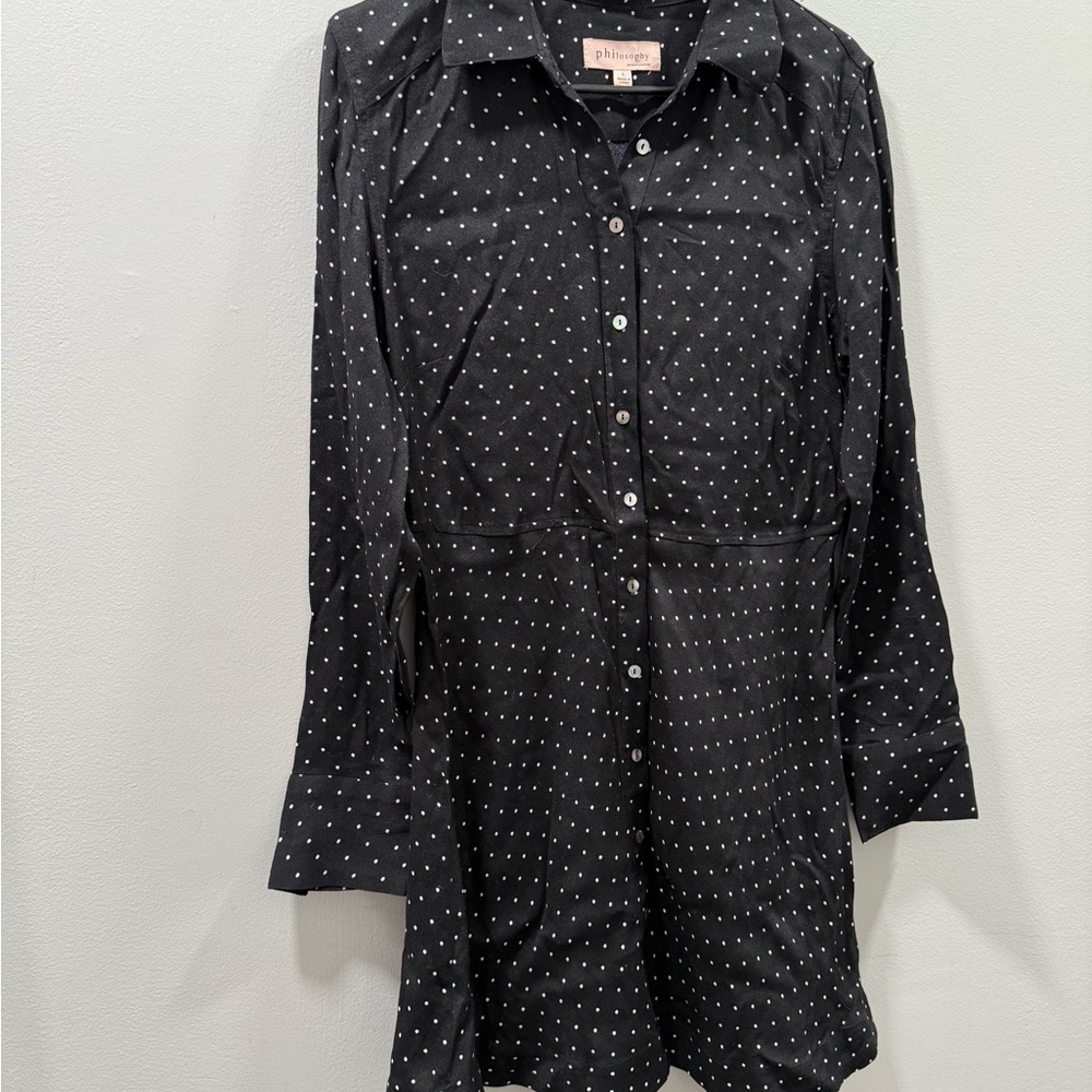Black Polka Dot Dress philosophy size L worn once - Picture 1 of 5